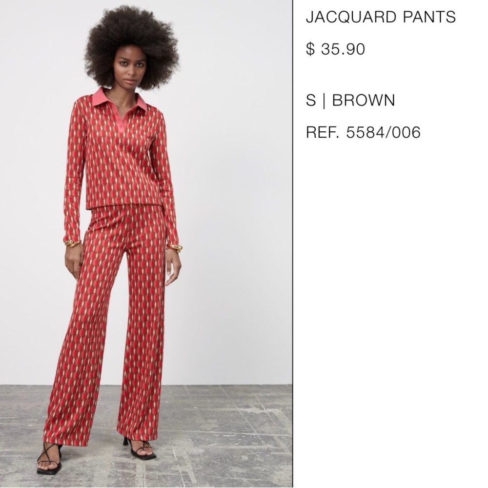 Flared leggings / jacquard pants